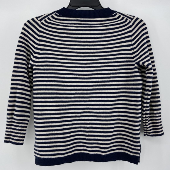 J Crew Sweater Womens Small Navy Striped 100% Cashmere Crewneck Nautical Preppy - Picture 2 of 8